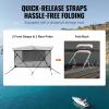 VEVOR 3 Bow Bimini Top Boat Cover, Detachable Mesh Sidewalls, 600D Polyester Canopy with 1" Aluminum Alloy Frame, Includes Storage Boot, 2 Support Poles, 2 Straps, 6'L x 46" H x 79"-84" W, Light Grey view 4