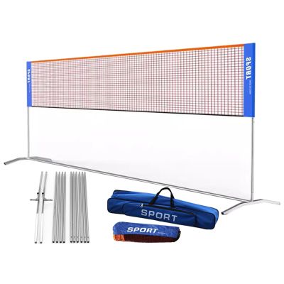 ZOLUR Portable Badminton Net Set with Storage Bag, Stainless Steel Volleyball Tennis Nets Rack, for Park Backyard Gym (Color : Blue, Size : 6.1m/20ft)