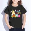 AIMAOMI Girls Easter Day T Shirt Cute Bunny Easter Egg Tee Gnomes Chicks Happy Easter Clothes (R1-Black, 4-6 Years) view 3