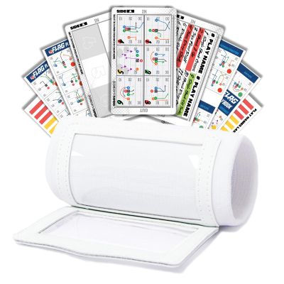 1NMORE 5v5, 7v7 Football Wristbands with Playbook System, Quarterback Wrist Coach for Youth, Flag Football Wrist Bands with Plays Stickers & PVC Cards (White, 5 on 5)