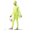 IDOPIP Muslim Swimsuit for Girls Kids Modest Islamic Swimwear Long Sleeve Full Cover Burkini Swimsuits Bathing Suit 3PCS Rash Guard Top Pants Hijab Swimming Outfits Fluorescent Green 3PCS 9-10 Years view 1