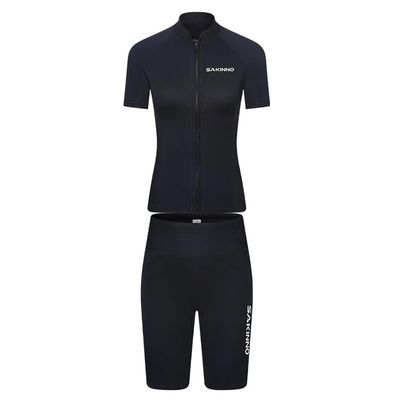 WYYHAA 2Mm Neoprene Shorty Wetsuits for Men Women, Short Sleeve Diving Suits with Front Zipper UV Protection for Snorkeling Surfing Swimming,Women1,S
