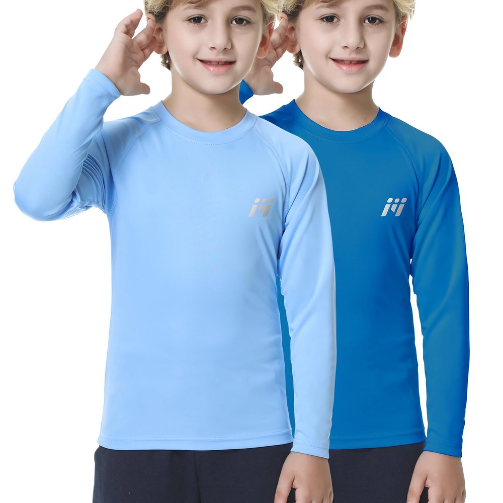 MEETWEE Boys Rash Guard Long Sleeve Girl UPF 50+ Sun Protection Shirt Swim Shirts Youth SPF Quick Dry Shirt Swimwear Sunsuits