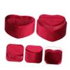DECHOUS 4pcs Heart-shaped Velour Box Portable Wedding Holder Chic Jewelry Storage for Proposals Elegant Casket Design for Newlyweds and Romantic Events view 3