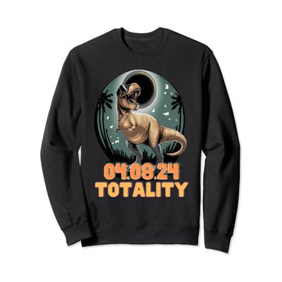 April 8 Total Solar Eclipse Dinosaur For Kids Toddlers Boys Sweatshirt