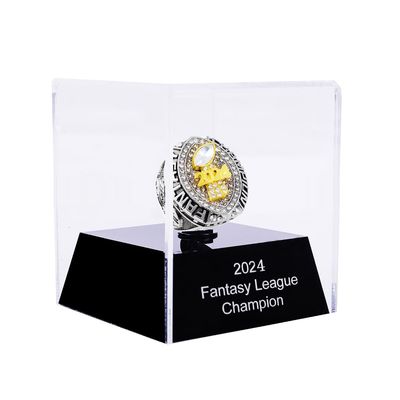 noblehead 2024 Fantasy Football Ring | Heavy FFL Champion Ring | Gold Silver Tone Plated Award Trophy for Fantasy Football League Winner (size 10, ring and case together)