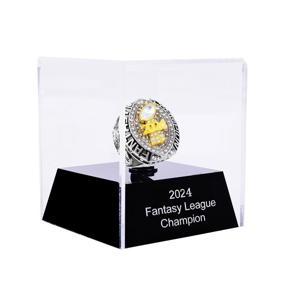 noblehead 2024 Fantasy Football Ring | Heavy FFL Champion Ring | Gold Silver Tone Plated Award Trophy for Fantasy Football League Winner (size 10, ring and case together)