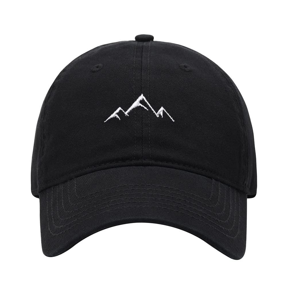 Baseball Cap Men Women Mountain Embroidered Unisex Classic Adjustable Strapback Dad Hat (7 1/2,Black)