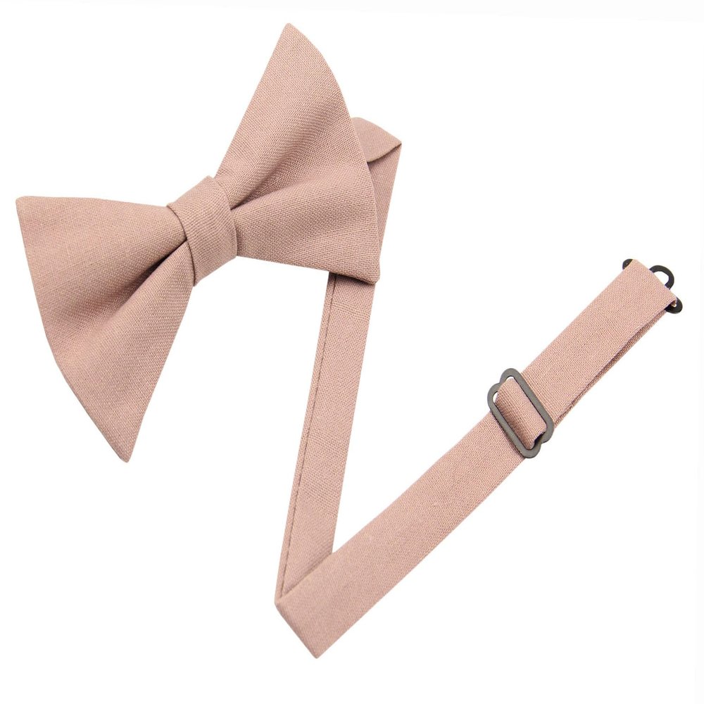 Entwineno Mens Charm Linen Bowties - Classic Pretied Bow Ties for Men Wedding Groomsmen (Dusty Rose, L (Youth, Adult))