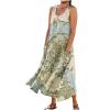 Floral Print Sundress for Women - Sleeveless Beach Long Dress, Round Neck, Cotton Linen, Flowy With Pockets, Swing Dress for Summer, White (3X-Large, 6-Light Blue) view 1