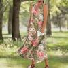 Generic Maxi Dress for Women Floral Print Sleeveless Cotton Linen Dresses with Pockets Casual Beach Flowy Long Dress Tie Dye Maxie Dresses Maxi Dress with Pockets and SleevesLarge,4-Light Brown view 4