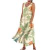 NineFit Basics Maxi Dress for Women Cotton Linen Beach Sleeveless Long Dress Flowy Floral Print Casual Dresses with Pockets Women's Linen Dresses Boho Hawaiian Print Dresses for Women5X-Large,8-Green view 1