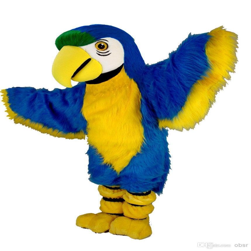 Deluxe Blue Macaw Bird Mascot Costume Adult Size for Men & Women with Built-in Fan Inside the Head