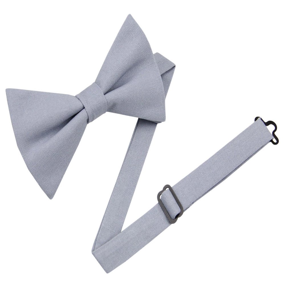 Entwineno Mens Charm Linen Bowties - Classic Pretied Bow Ties for Men Wedding Groomsmen (Dusty Blue, M (Children))