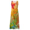 Generic Dresses for Women 2024 Round Neck Sleeveless Beach Long Dress Flowy Cotton Linen Floral Print Dresses with Pockets Easter Maxi Dresses for Women 2023 Misses Maxi DressesXX-Large,6-Orange view 4