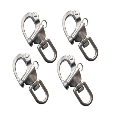 Marine Grade 316 Stainless Steel Rotary Shackle Hand Pull Quick Hanging Shackle Spring Buckle for Hoisting Rope Suspension (4Pcs, 2-3/4"(70mm))