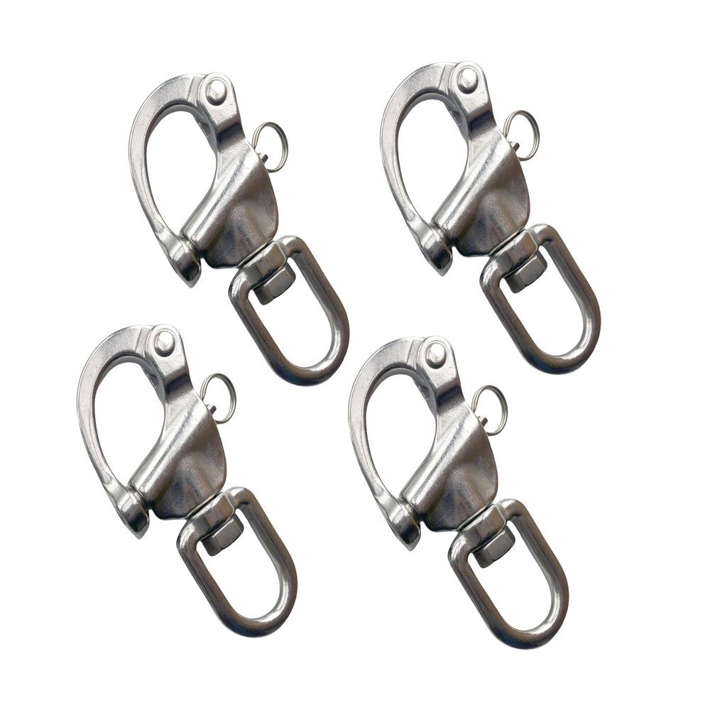 Marine Grade 316 Stainless Steel Rotary Shackle Hand Pull Quick Hanging Shackle Spring Buckle for Hoisting Rope Suspension (4Pcs, 2-3/4"(70mm))