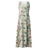 Generic Summer Dresses for Women 2024 Beach Cotton Linen Round Neck Long Dress Casual Floral Print Sleeveless Dresses with Pockets Beach Vacation Dresses Maxi Dresses Summer DressesX-Large,3-Green view 4