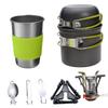 Kisangel Outdoor Camping Cookware Set Lightweight Gas Furnace Pot Set Green Handle for Hiking Picnics and Family Gatherings Essential Cookware Supplies for Cooking Outdoors view 1