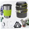 Kisangel Outdoor Camping Cookware Set Lightweight Gas Furnace Pot Set Green Handle for Hiking Picnics and Family Gatherings Essential Cookware Supplies for Cooking Outdoors view 4