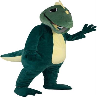 Green Dinosaur Dragon Mascot Costume Adult Size for Men & Women with Built-in Fan Inside the Head