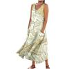 NineFit Basics Summer Dresses for Women 2024 Sleeveless Flowy Beach Dresses with Pockets Cotton Linen Casual Floral Print Long Dress Short Maxi Dress Summer Empire Sleeveless Sundress3X-Large,8-White view 1
