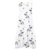 Maxi Dress for Women Floral Print Round Neck Casual With Pockets Sleeveless Cotton Linen Beach Long Plus Size Summer Boho(X-Large,4-Light Purple) view 3