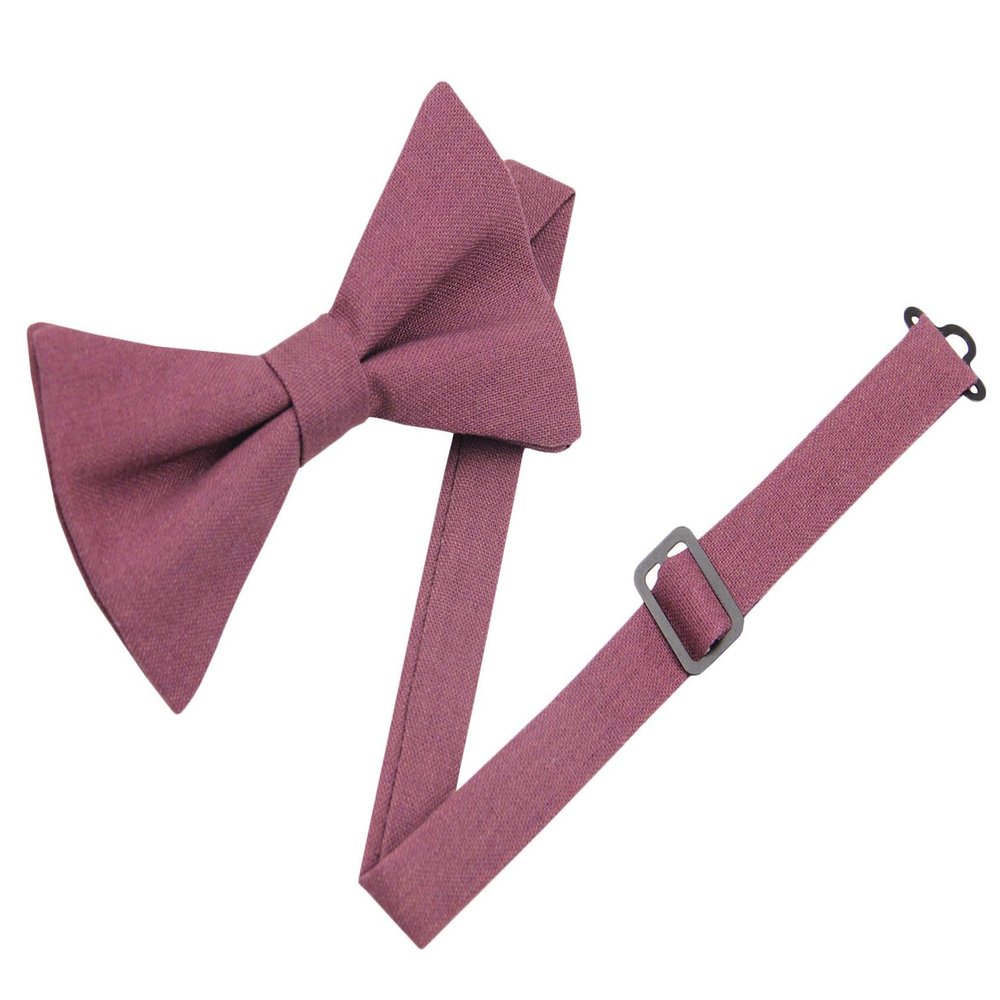 Entwineno Mens Charm Linen Bowties - Classic Pretied Bow Ties for Men Wedding Groomsmen (Chianti, L (Youth, Adult))