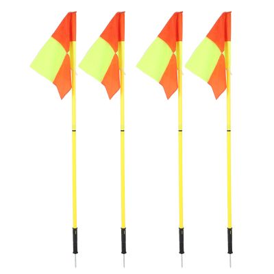 gernie Soccer Corner Flags Set of 4, Football Flags 4.9ft Soccer Training Agility Poles, Portable Football Field Corner Flags with Storage Bag, Plastic Soccer Flag Poles, gernie93ups7xioq