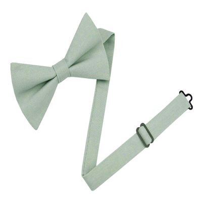 Entwineno Mens Charm Linen Bowties - Classic Pretied Bow Ties for Men Wedding Groomsmen (Dusty Sage, L (Youth, Adult))