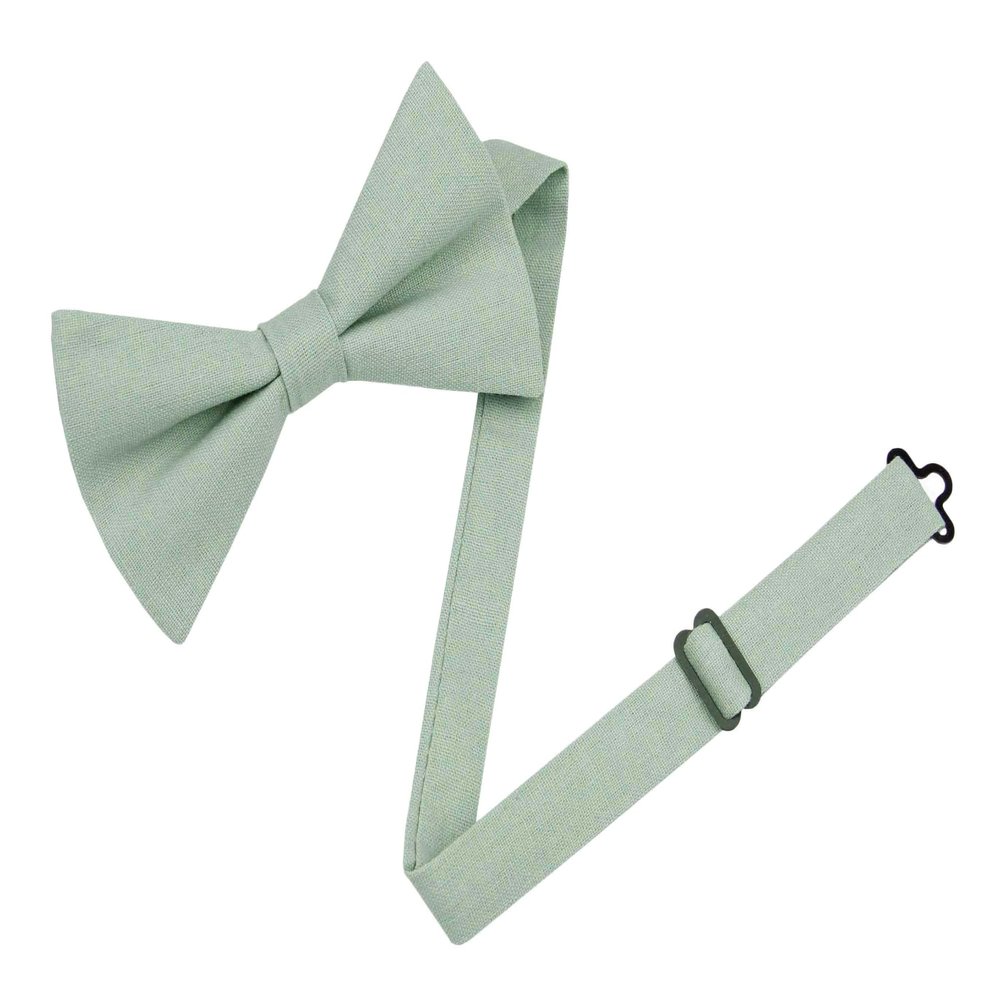 Entwineno Mens Charm Linen Bowties - Classic Pretied Bow Ties for Men Wedding Groomsmen (Dusty Sage, L (Youth, Adult))
