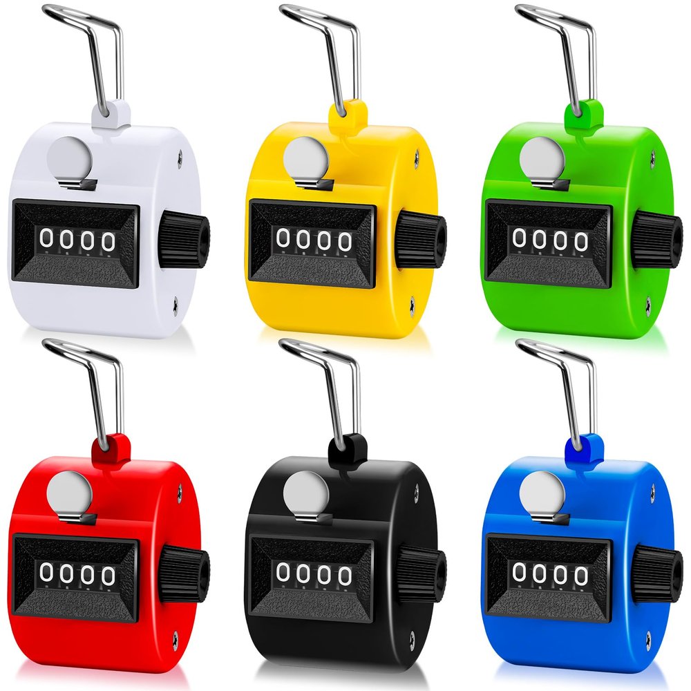 ALDMIO 24 Pack Hand Tally Counter, 4 Digit Mechanical Tally Counter with Metal Finger Ring, Hand Held Clicker for Counting Numbers Knitting Coaching Golf Lap Fishing School Sports Event