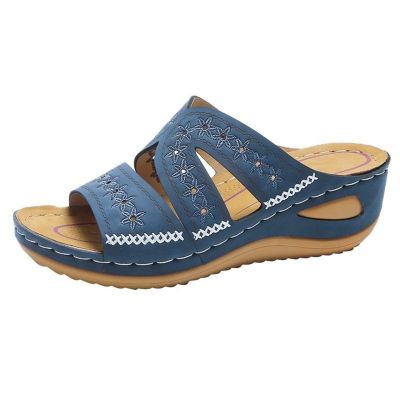 NineFit Basics Orthopedic Sandals For Women Wide Width Arch Support Women's Comfort Orthotic Walking Sandals Open Toe Arch Support Slides Wide Width Dressy Summer Orthopedic Flip Flops 2024, 8, Navy