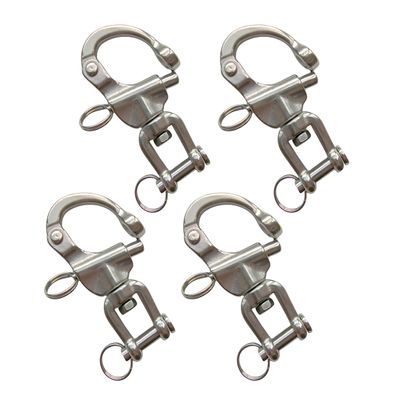 NineFit Basics Marine Grade 316 Stainless Steel Rotary Shackle Hand Pull Spring Buckle Quick Release Shackle for Hoisting and Traction (4Pcs, 3-1/2""(91mm))