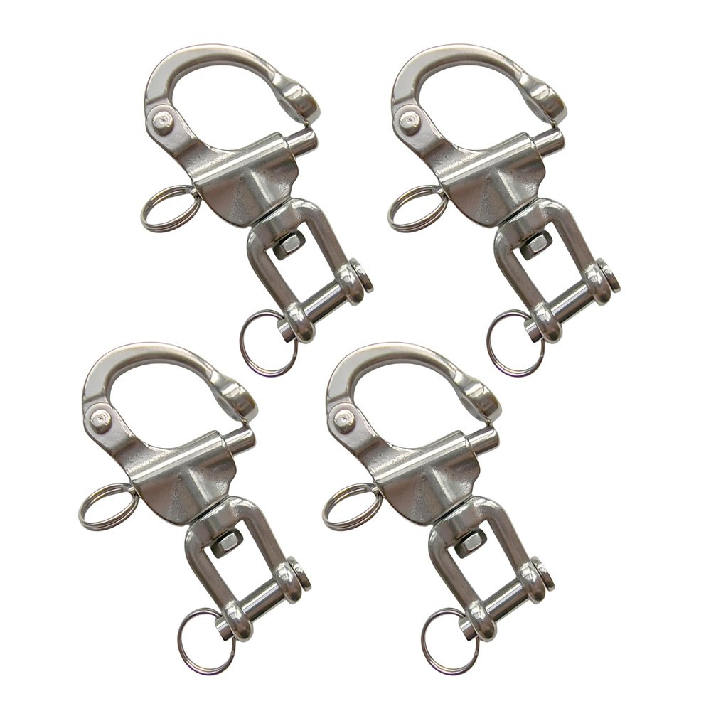 NineFit Basics Marine Grade 316 Stainless Steel Rotary Shackle Hand Pull Spring Buckle Quick Release Shackle for Hoisting and Traction (4Pcs, 3-1/2""(91mm))