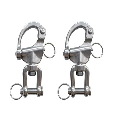 NineFit Basics Marine Grade 316 Stainless Steel Rotary Shackle Hand Pull Spring Buckle Quick Release Shackle for Hoisting and Traction (2Pcs, 2-3/4""(70mm))