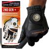 Copper Tech Plus Golf Gloves Men Right Handed Golfer or Left Handed Golfer (2nd Gen) | Copper Compression Joint Support Golf Glove (Black/Black, Medium-Large, Right) view 1