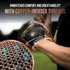 Copper Tech Plus Golf Gloves Men Right Handed Golfer or Left Handed Golfer (2nd Gen) | Copper Compression Joint Support Golf Glove (Black/Black, Medium-Large, Right) view 4