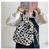 Selena Kawaii Backpack Large Capacity Black and White Cow Print Plush Fuzzy Cute Aesthetic Backpack (Black&White(no Accessories)) view 2
