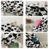 Selena Kawaii Backpack Large Capacity Black and White Cow Print Plush Fuzzy Cute Aesthetic Backpack (Black&White(no Accessories)) view 3