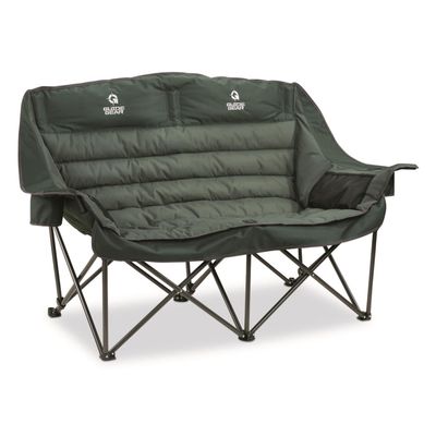 Guide Gear Oversized XL Padded Camping Sofa, Portable, Folding, Large Camp Lounge Couch for Outdoor, Adults, Men and Women, Heavy-Duty 600-lb. Capacity, with Cup Holder Green