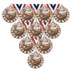Express Medals 10 Pack of 2.5 Inch Die Cast Metal 5K Race Run Walk Award Medallions with Antique Bronze Finish and Red White & Blue Neck Ribbons Running Male Female Charity Event SSM view 1