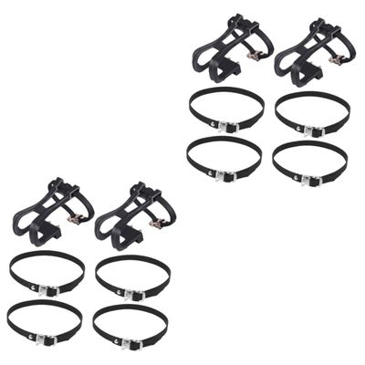 SUPVOX 2sets Professional Bike Toe Clips Wear-Resistant Toe Cages Straps for and Road Cycling Lightweight Easy to Install for Enhanced Pedal Control
