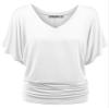 Lock and Love LL WT1038 Womens Casual V Neck Short Sleeve Dolman Top XXXXL White view 2