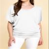 Lock and Love LL WT1038 Womens Casual V Neck Short Sleeve Dolman Top XXXXL White view 4