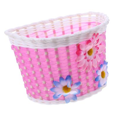 LIOOBO Children's Car Basket Kids Suits Bicycle Handlebar Basket Boys Bikes for Bike Kids White Girls Bicycle with Flowers Baby Pink Electric Wire Manual Plastic