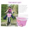 LIOOBO Children's Car Basket Kids Suits Bicycle Handlebar Basket Boys Bikes for Bike Kids White Girls Bicycle with Flowers Baby Pink Electric Wire Manual Plastic view 3