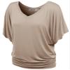 Lock and Love LL WT1038 Womens Casual V Neck Short Sleeve Dolman Top XXXXXL Taupe view 1