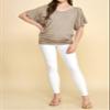 Lock and Love LL WT1038 Womens Casual V Neck Short Sleeve Dolman Top XXXXXL Taupe view 3