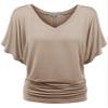 Lock and Love LL WT1038 Womens Casual V Neck Short Sleeve Dolman Top XXXXXL Taupe view 4